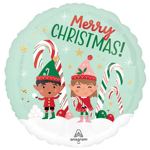 Merry Christmas Elves Foil Balloon 45cm