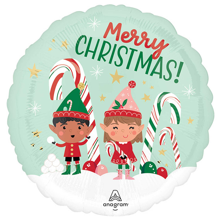 Merry Christmas Elves Foil Balloon 45cm