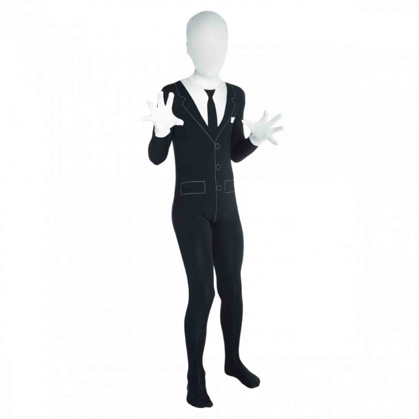 Slenderman Morphsuit Kids Costume 10-12 Years