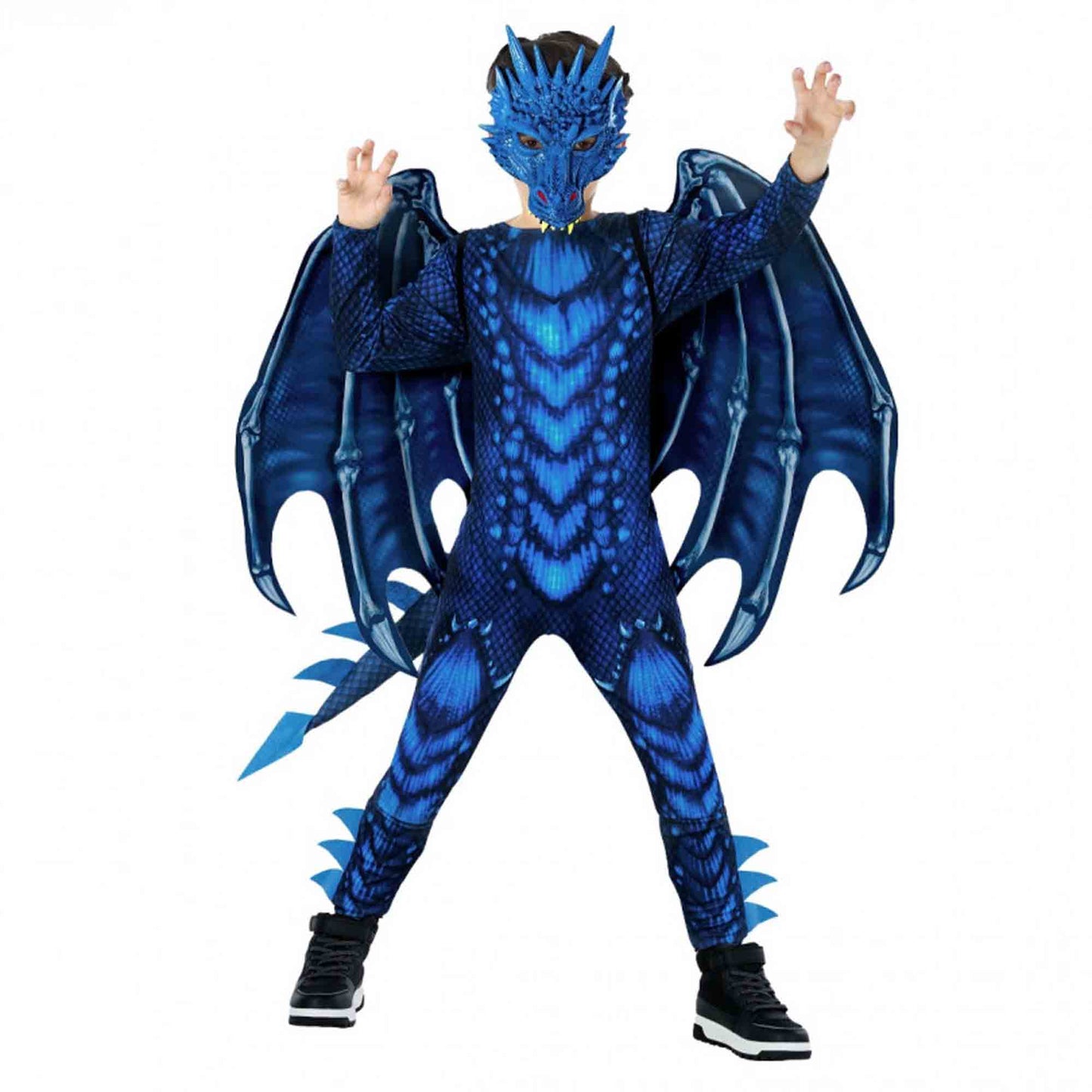 Blue Dragon Jumpsuit Kids Costume 7-9 Years