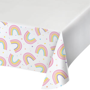 Happy Rainbow Plastic Tablecover 48 X 88