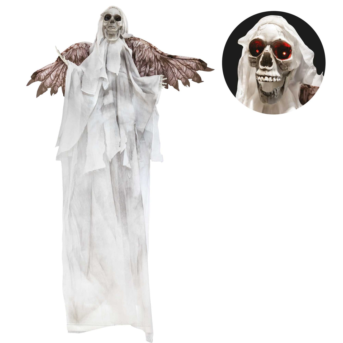 Evil Angel Skeleton Hanging Animated Decoration 1.8m