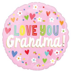 Love You Grandma Hearts Foil Balloon 45cm