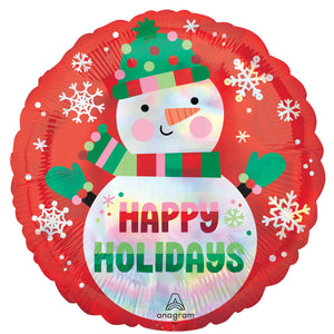 Christmas Holographic Shimmering Iridescent Snowman Foil Balloon