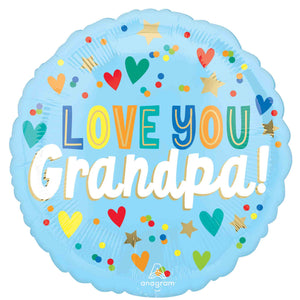 Love You Grandpa Hearts Foil Balloon 45cm