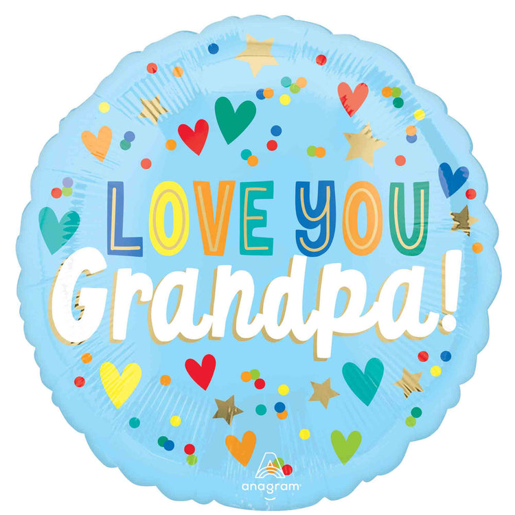 Love You Grandpa Hearts Foil Balloon 45cm