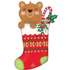 Beary Christmas Stocking Supershape Foil Balloon