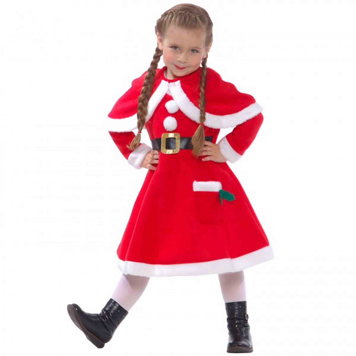Morph Costume Little Miss Santa Kids Christmas Costume 4-6 Years