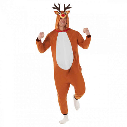 Morph Costume Red Nosed Reindeer Onesie Adult Christmas Costume Size Large