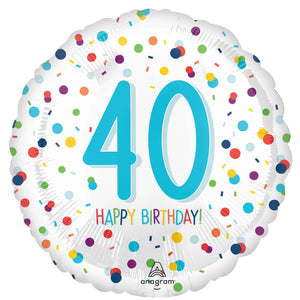 45cm Standard HX Confetti Birthday 40 Balloon