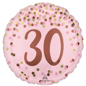 45cm Standard HX Pretty Pink 30th Birthday Balloon