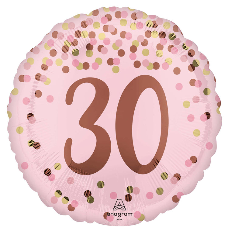 45cm Standard HX Pretty Pink 30th Birthday Balloon