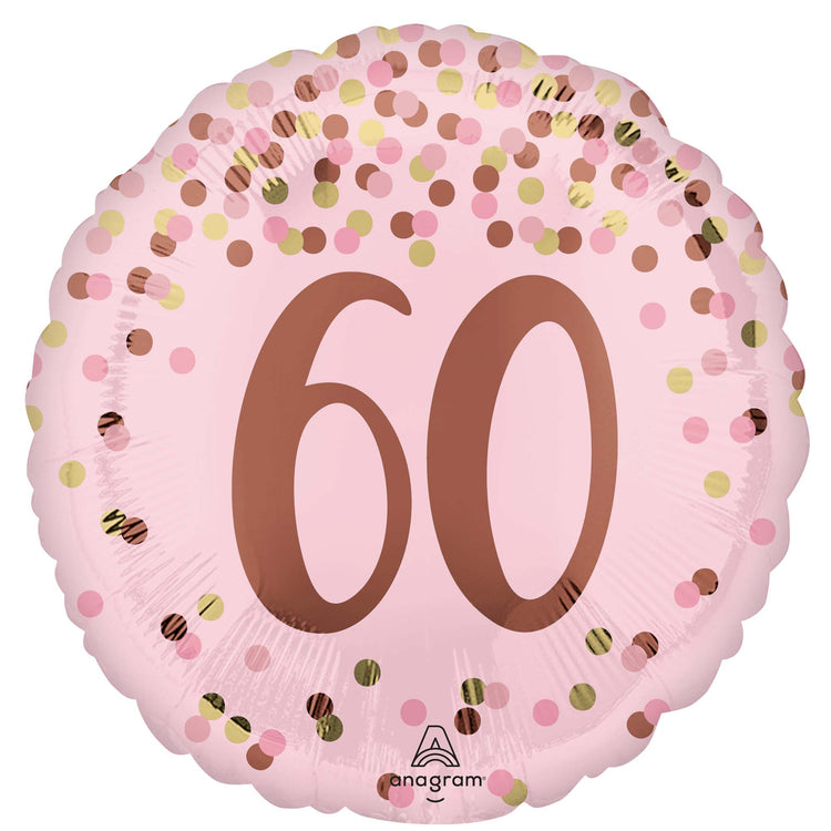 45cm Standard HX Pretty Pink 60th Birthday Balloon