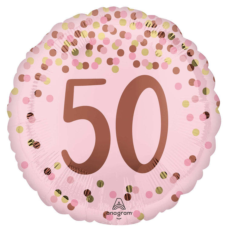 45cm Standard HX Pretty Pink 50th Birthday Balloon
