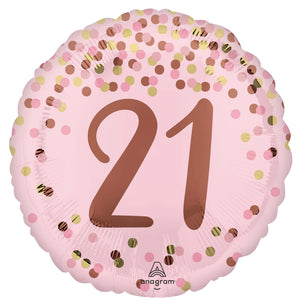 45cm Standard HX Pretty Pink 21st Birthday Balloon