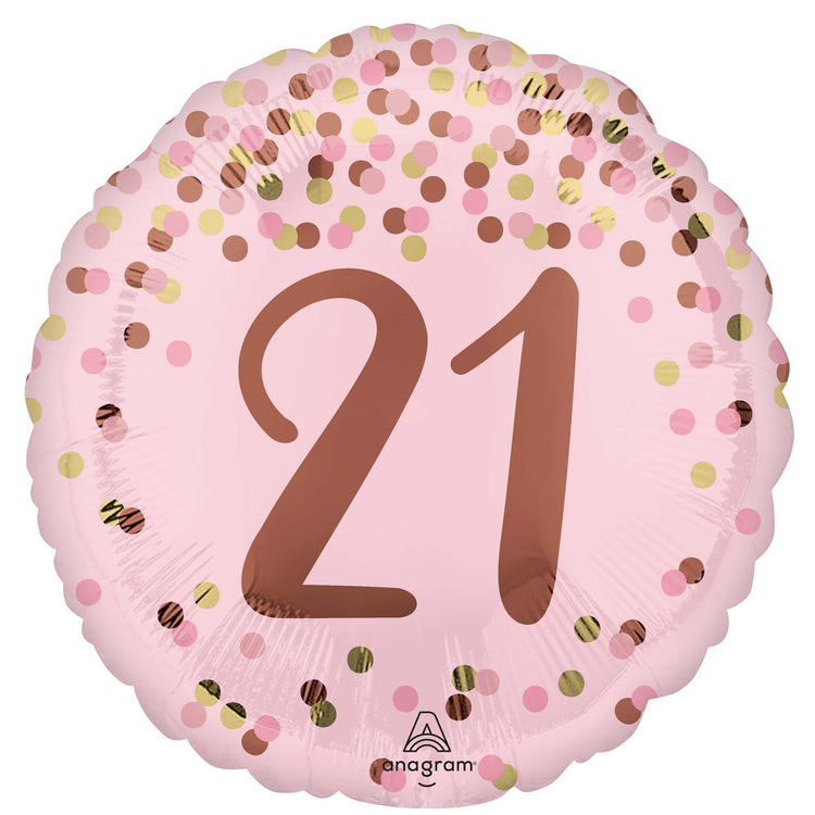 45cm Standard HX Pretty Pink 21st Birthday Balloon