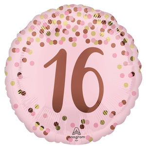 45cm Standard HX Pretty Pink 16th Birthday Balloon