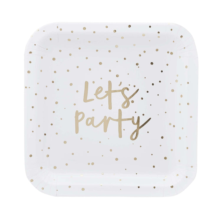 Metallic Mix Up Gold Lets Party 23cm Paper Plates NPC