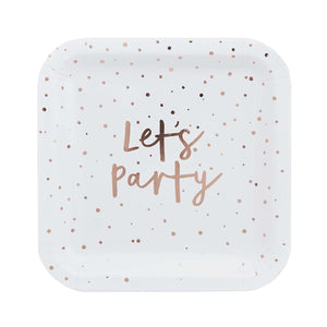 Metallic Mix Up Rose Gold Lets Party 23cm Paper Plates NPC