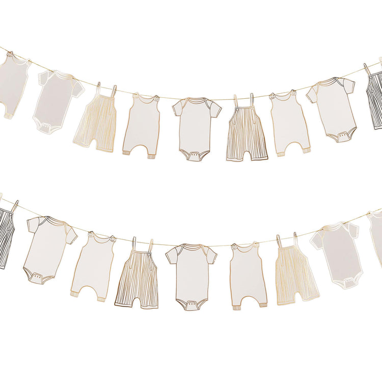 Baby Shower Gold Babygrow Card Garland 2.5m