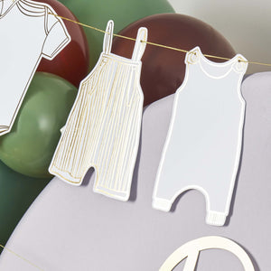 Baby Shower Gold Babygrow Card Garland 2.5m
