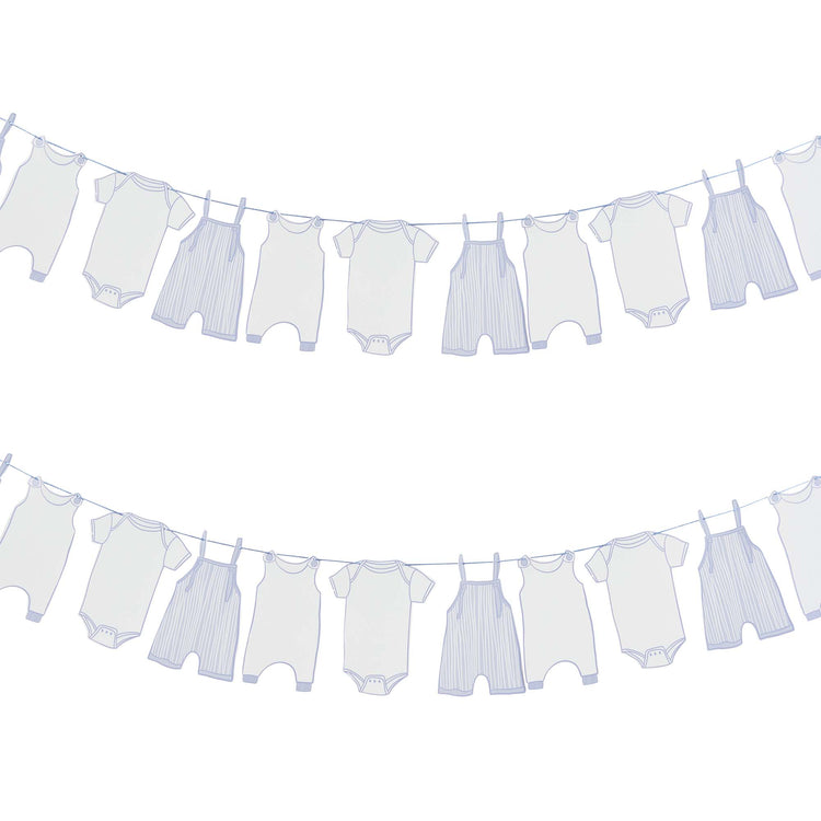 Baby Shower Blue Babygrow Card Garland 2.5m