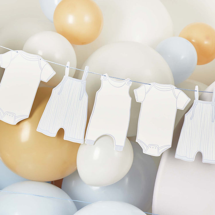 Baby Shower Blue Babygrow Card Garland 2.5m