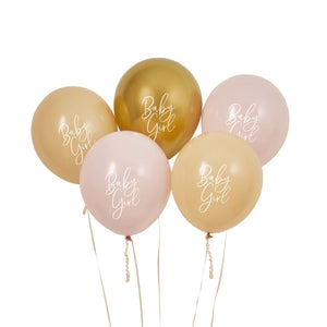 Baby Shower Pink Nude & Gold Baby Girl 30cm Latex Balloons