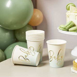 Baby Shower Sage Baby 250ml Paper Cups