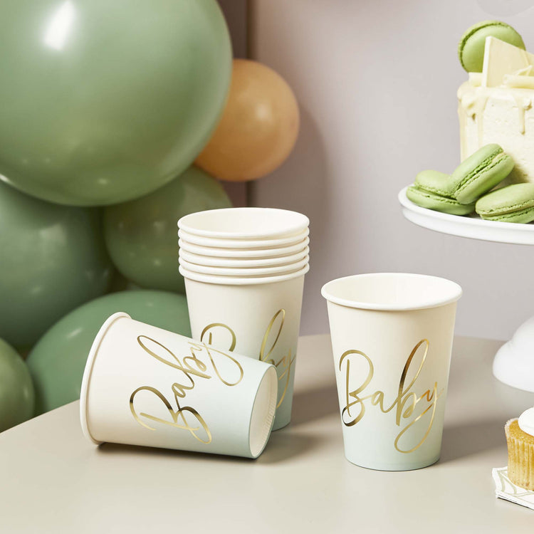 Baby Shower Sage Baby 250ml Paper Cups