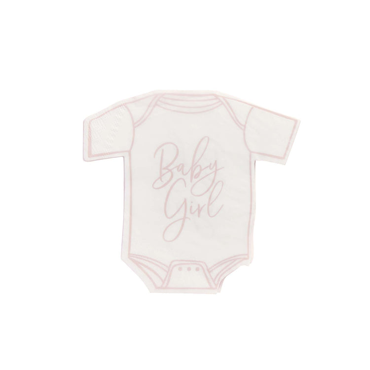 Baby Shower Pink Baby Girl Babygrow Shaped Napkins