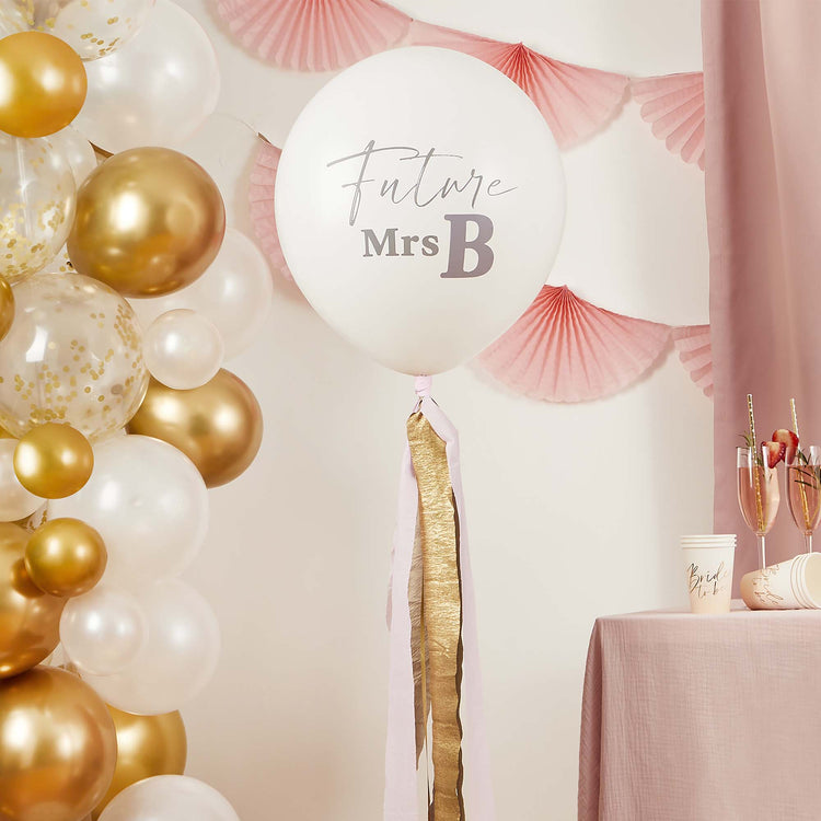 Bride to Be Future Mrs Jumbo 45cm Latex Balloon & Tassel Tail