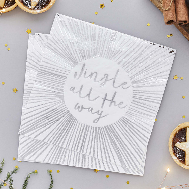 Core Christmas Silver Jingle All The Way Lunch Napkins