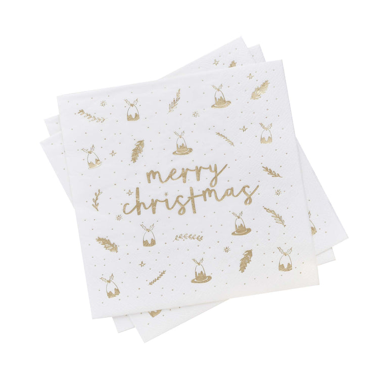 Core Christmas Gold Merry Christmas Lunch Napkins