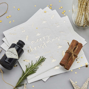 Core Christmas Gold Merry Christmas Lunch Napkins