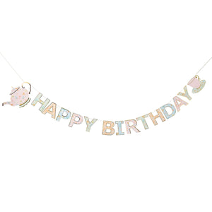 Ditsy Floral Tea Party Happy Birthday Card Banner 2.5m