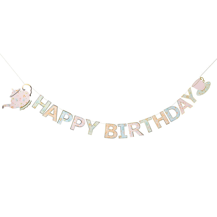 Ditsy Floral Tea Party Happy Birthday Card Banner 2.5m