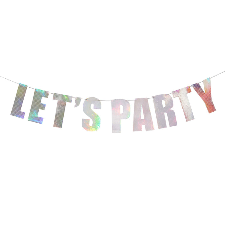 Disco Party Iridescent Lets Party Card Banner 2m