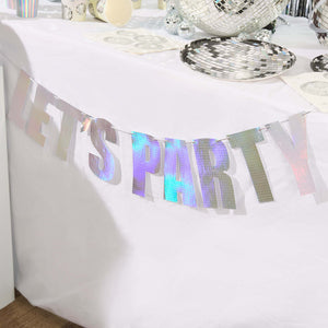 Disco Party Iridescent Lets Party Card Banner 2m
