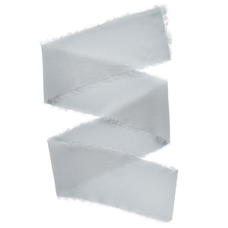 DIY Wedding Grey Chiffon Crepe Frayed Ribbon - 50mm x 5m