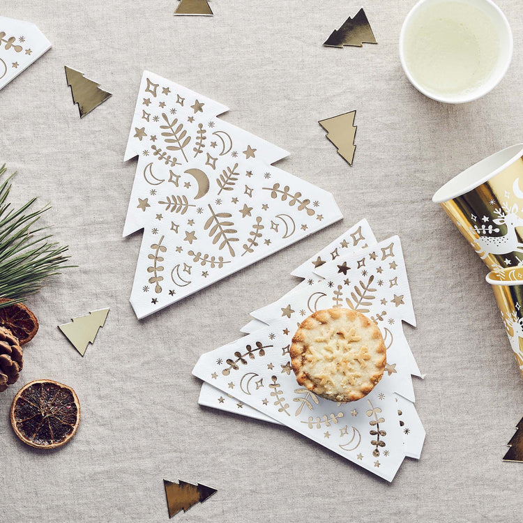 Festive Folklore Christmas Tree Shaped Napkins