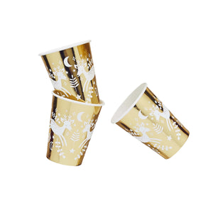 Festive Folklore Reindeer 250ml Paper Cups