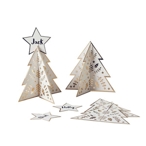 Festive Folklore Gold Christmas Tree Table Place Cards