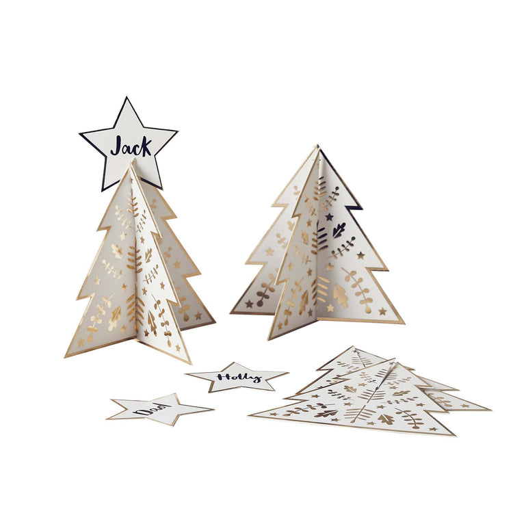 Festive Folklore Gold Christmas Tree Table Place Cards
