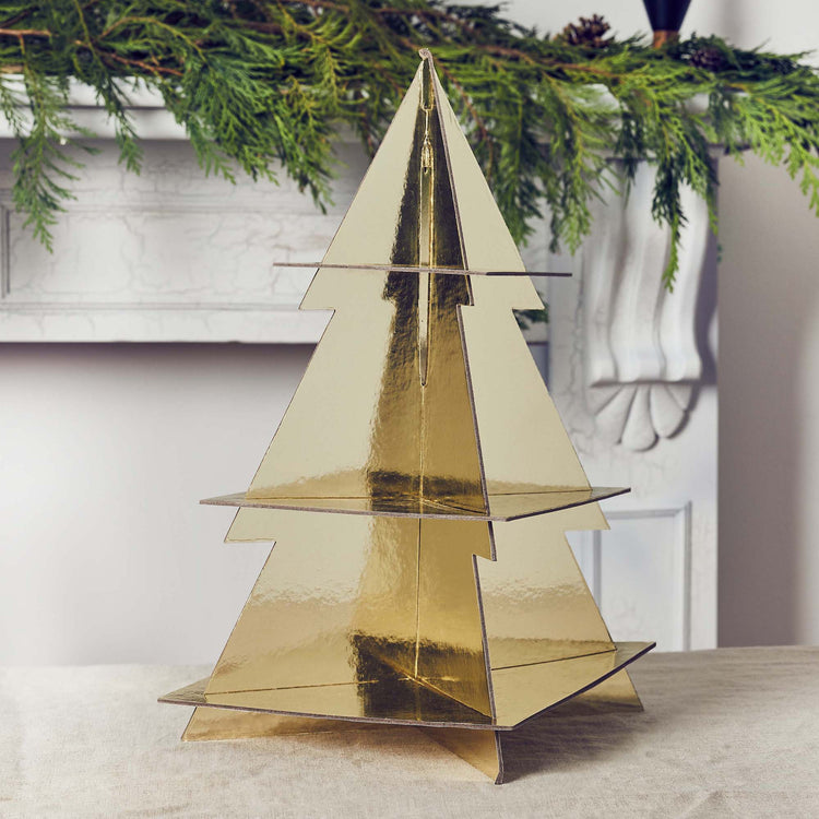 Festive Folklore Gold Christmas Tree Cake Stand