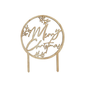 Festive Folklore Merry Christmas Wooden Cake Topper