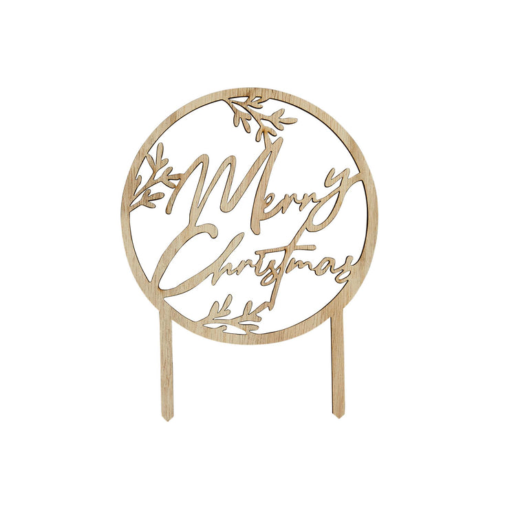 Festive Folklore Merry Christmas Wooden Cake Topper