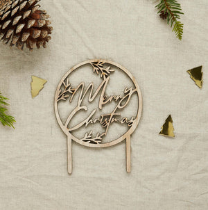 Festive Folklore Merry Christmas Wooden Cake Topper