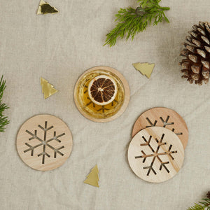 Festive Folklore Snowflake Wooden Coasters