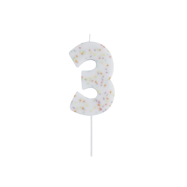 Giant Sprinkle Number 3 Candle